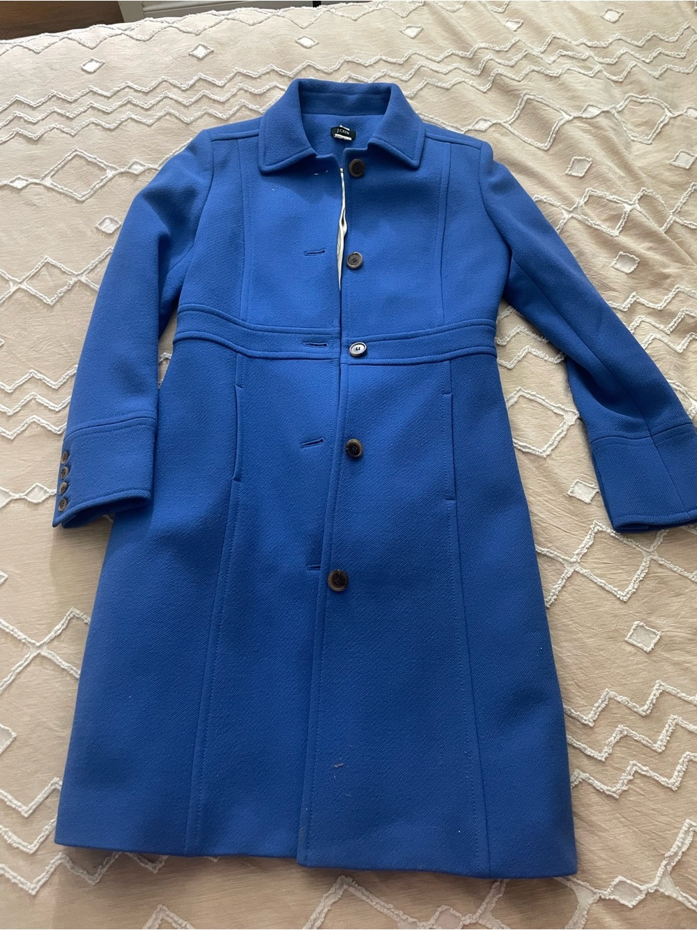 J. Crew Royal Blue Wool Trench Coat - Picture 2 of 9